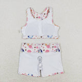 GSSO0900 Cartoon Flower Girls Shorts Set