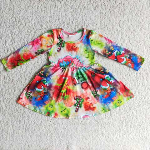 SALE 6 A15-3 Christmas Green Tie Dry Girl's Dress