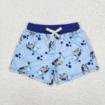 S0137 Summer Boys blue dog cartoon Trunks Boy's Shorts