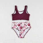 S0141 Flower Sleeveless Girl's Swimsuit