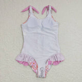 S0150 Rainbow Flower Pink Girl's Swimsuit