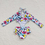 S0153 Colorful Leopard Girl's Swimsuit