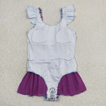 S0154 Fish scales Purple Tulle Girl's Swimsuit