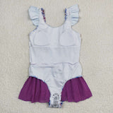 S0154 Fish scales Purple Tulle Girl's Swimsuit