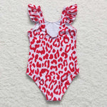 S0155 Red Leopard Girl's Swimsuit