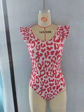 S0155 Red Leopard Girl's Swimsuit