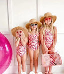 S0155 Red Leopard Girl's Swimsuit