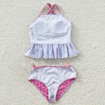 S0156 Purple Flower Pink Girl's Swimsuit