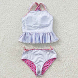 S0156 Purple Flower Pink Girl's Swimsuit