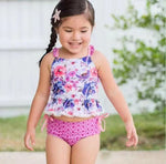 S0156 Purple Flower Pink Girl's Swimsuit