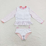 S0166 Flower Pink Girl's Swimsuit