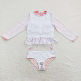 S0166 Flower Pink Girl's Swimsuit