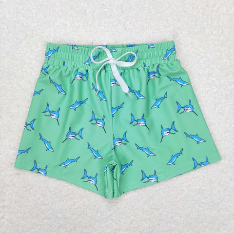 S0173 Summer Green Fish Fashion Boy's Trunks Shorts