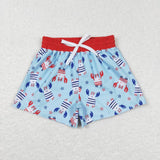 S0187 Summer Crab Red Boy's Trunks Shorts