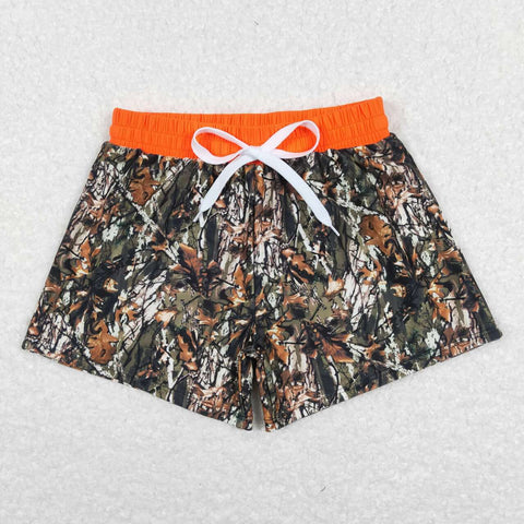 S0195 Summer Hunting Camo Orange Boy's Shorts Swim Trunks