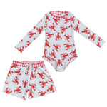 S0202/S0220 Crawfish Red Swim wear Kids Sibling Matching Clothes