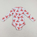 S0220 Summer Crawfish Red Girls Swimsuit Onesie