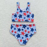 S0228 Star Summer Girls Swimsuit 2 pcs Set