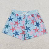 S0241 Summer Starfish Blue Boy's Shorts Swim Trunks