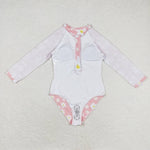 S0244 Daisy Pink Summer Girls Swimsuit Onesie