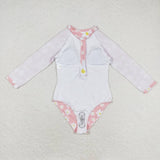 S0244 Daisy Pink Summer Girls Swimsuit Onesie