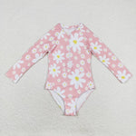 S0244 Daisy Pink Summer Girls Swimsuit Onesie