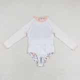 S0245 Ostrich Watermelon Summer Girls Swimsuit Onesie