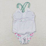 S0251 Cherries Pink Summer Girls Swimsuit Onesie