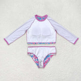 S0259 Lilly Pink Summer Girls Swimsuit 2 pcs Set