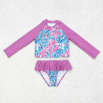 S0259 Lilly Pink Summer Girls Swimsuit 2 pcs Set