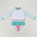 S0260 Flower Rose Summer Girls Swimsuit 2 pcs Set