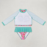 S0260 Flower Rose Summer Girls Swimsuit 2 pcs Set