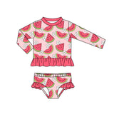 S0264 Watermelon Flower Summer Girls Swimsuit 2 pcs Set