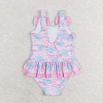 S0274 Ocean Shell Pink Summer Girls Swimsuit Onesie