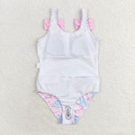 S0274 Ocean Shell Pink Summer Girls Swimsuit Onesie