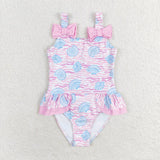 S0274 Ocean Shell Pink Summer Girls Swimsuit Onesie