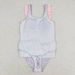 S0331 Flower Pink Girls Swimsuit Onesie