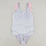 S0331 Flower Pink Girls Swimsuit Onesie