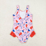 S0333 Popsicle Fireworks Girls Swimsuit Onesie