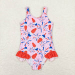 S0333 Popsicle Fireworks Girls Swimsuit Onesie