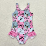 S0349 1989 rep Flower Singer Star Girls Swimsuit Onesie