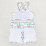 S0373 Love Colorful Girls Swimsuit 2 pcs Set