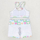 S0373 Love Colorful Girls Swimsuit 2 pcs Set