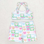 S0373 Love Colorful Girls Swimsuit 2 pcs Set