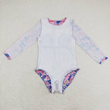 S0376 Flower Pink Girls Swimsuit Onesie