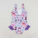 S0388 Singer Star Purple Girls Swimsuit Onesie