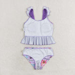 S0389 Singer Star Purple Girls Swimsuit 2 pcs Set