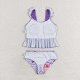 S0389 Singer Star Purple Girls Swimsuit 2 pcs Set