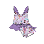 S0389 Singer Star Purple Girls Swimsuit 2 pcs Set