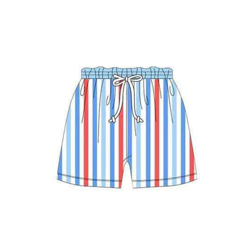 Preorder 04.03 S0398 Sky Blue Stripe patriotic Boy's Shorts Swim Trunks